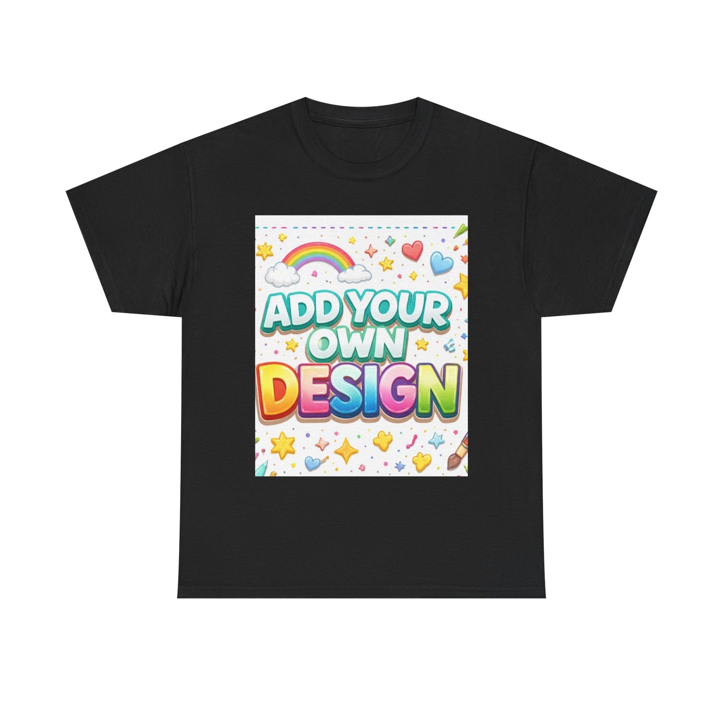 Cute Customizable Tee — "Add Your Own Design" Rainbow Graphic T-Shirt