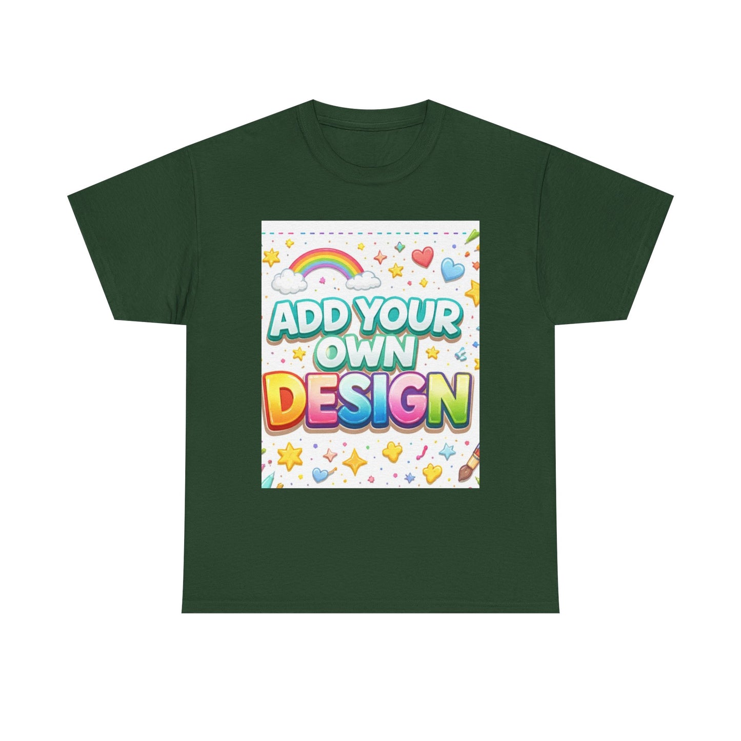 Cute Customizable Tee — "Add Your Own Design" Rainbow Graphic T-Shirt
