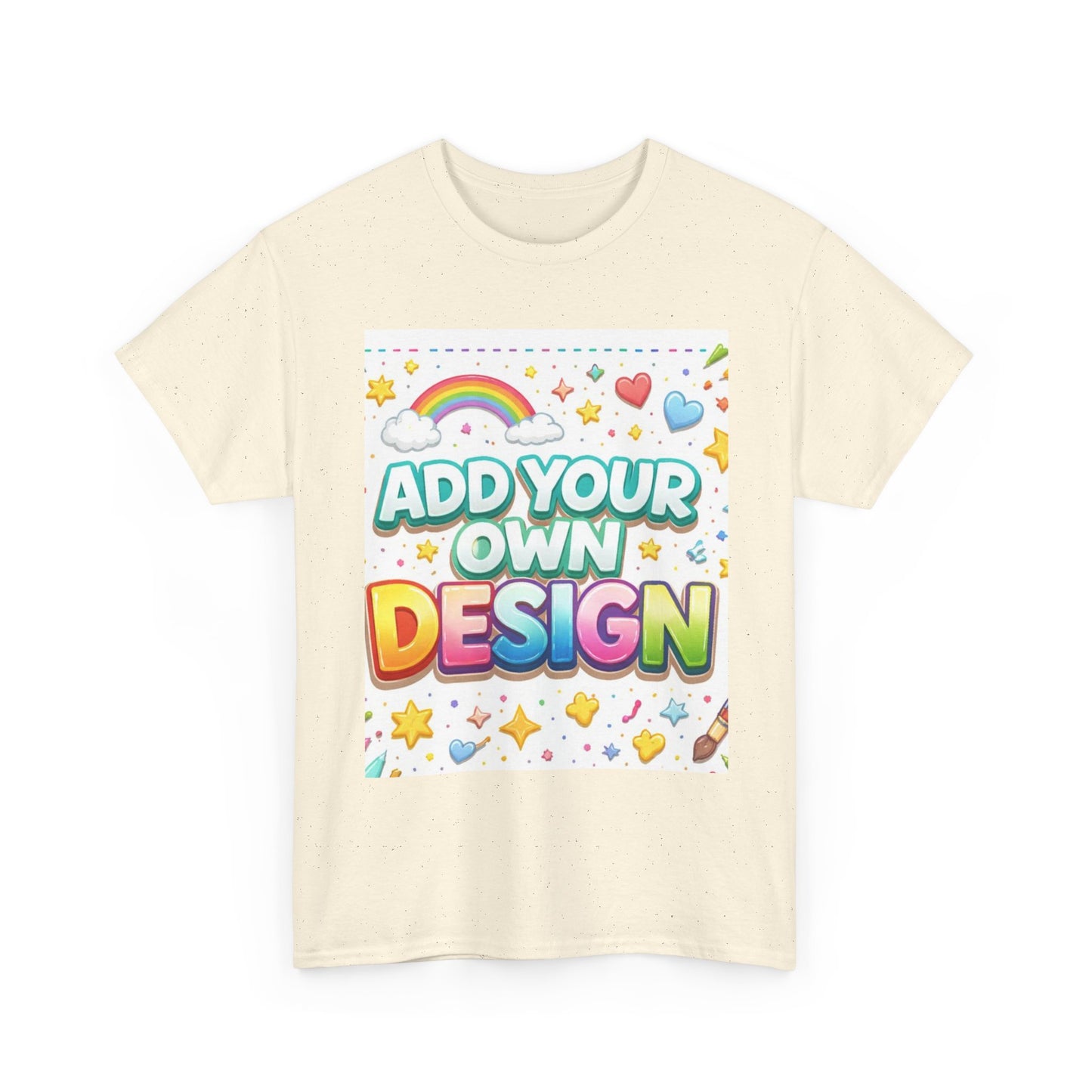 Cute Customizable Tee — "Add Your Own Design" Rainbow Graphic T-Shirt