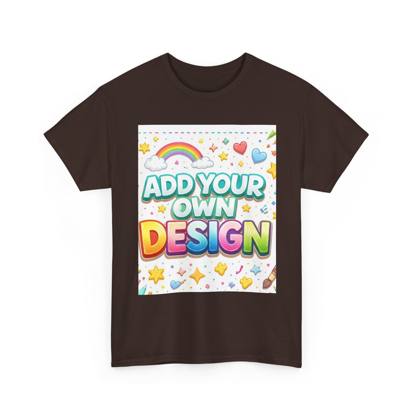 Cute Customizable Tee — "Add Your Own Design" Rainbow Graphic T-Shirt