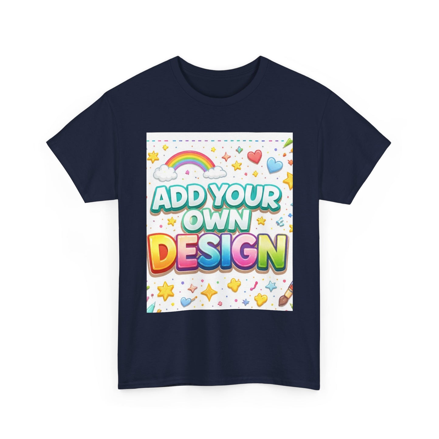 Cute Customizable Tee — "Add Your Own Design" Rainbow Graphic T-Shirt