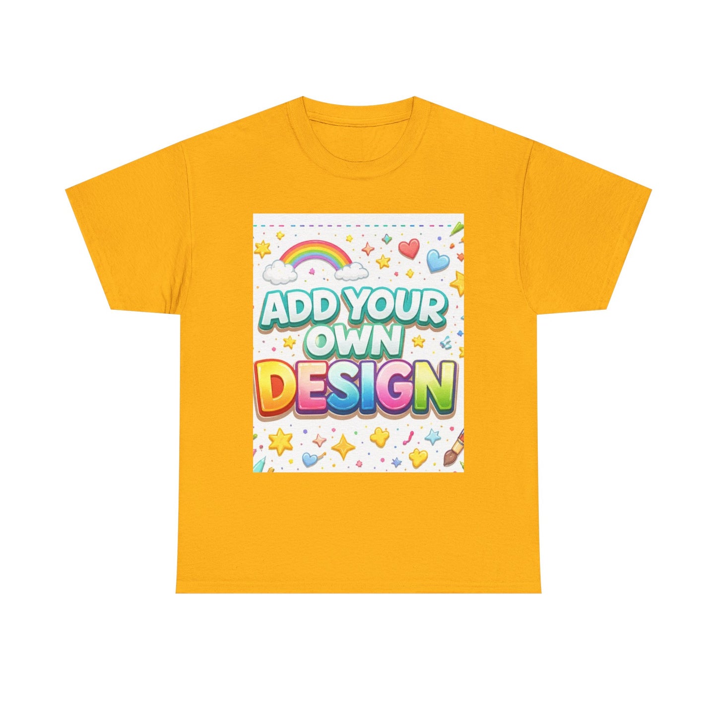 Cute Customizable Tee — "Add Your Own Design" Rainbow Graphic T-Shirt