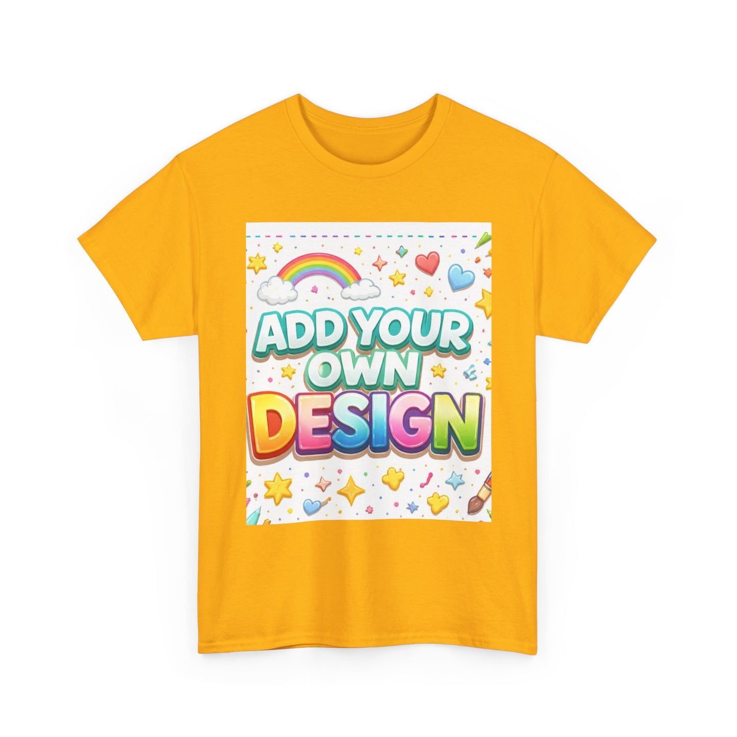 Cute Customizable Tee — "Add Your Own Design" Rainbow Graphic T-Shirt