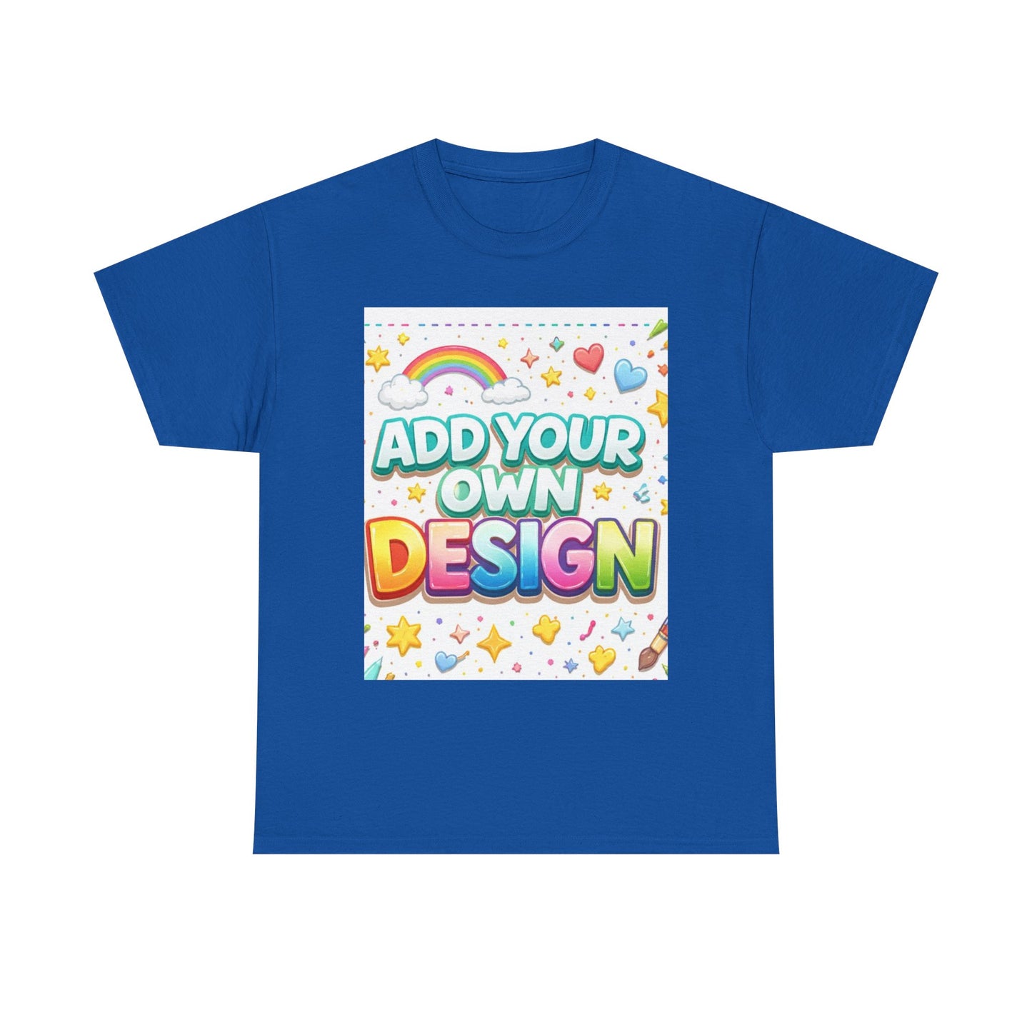 Cute Customizable Tee — "Add Your Own Design" Rainbow Graphic T-Shirt