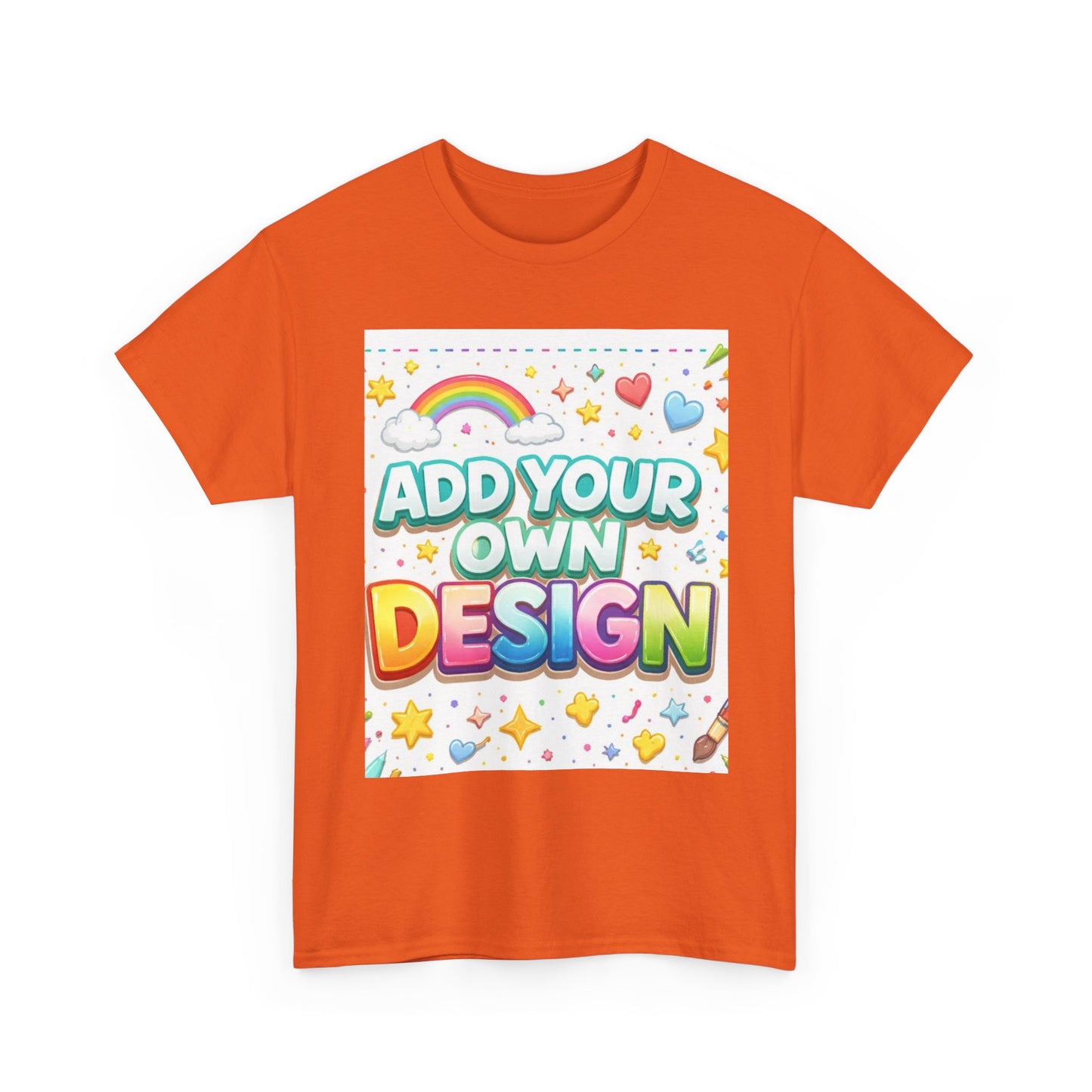 Cute Customizable Tee — "Add Your Own Design" Rainbow Graphic T-Shirt