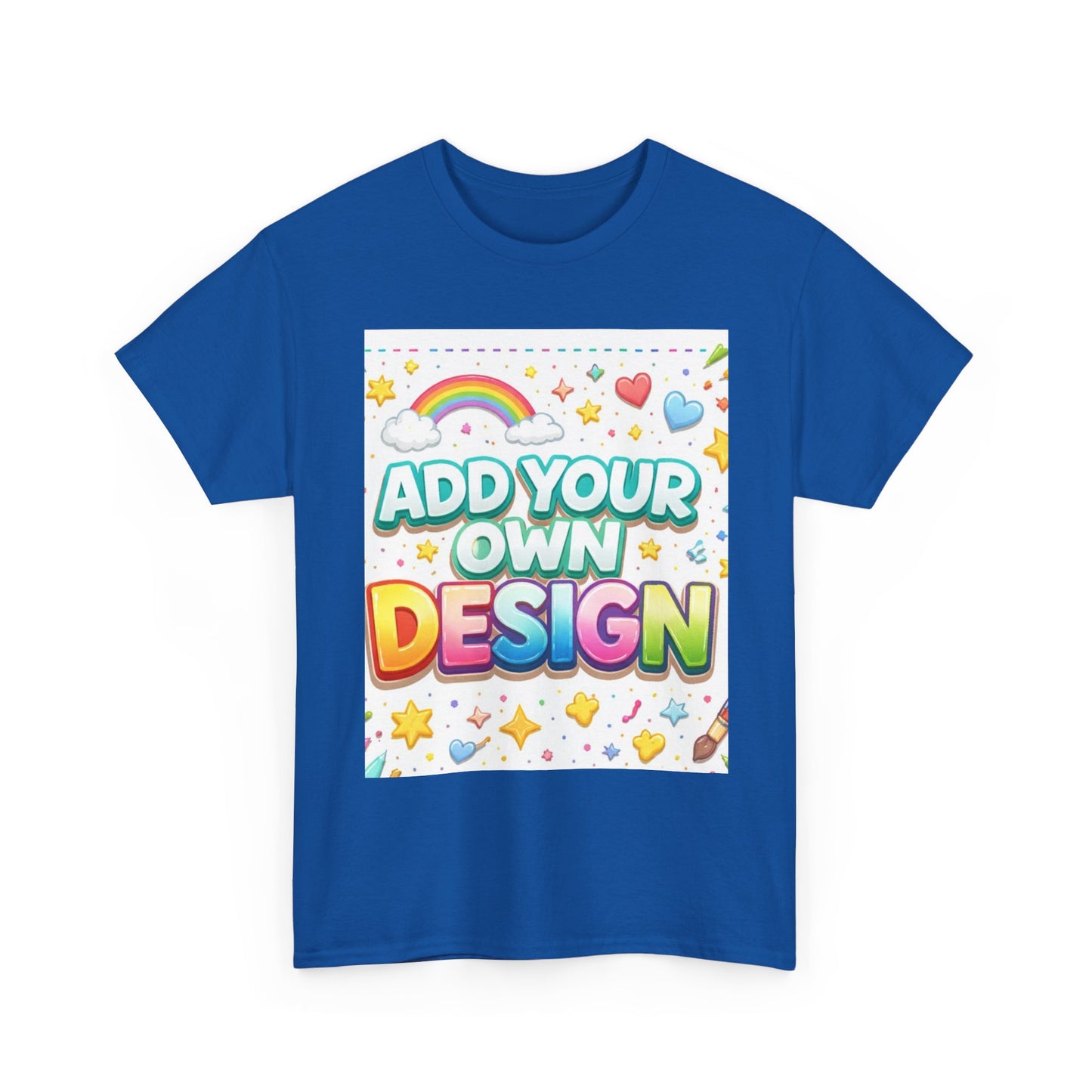 Cute Customizable Tee — "Add Your Own Design" Rainbow Graphic T-Shirt