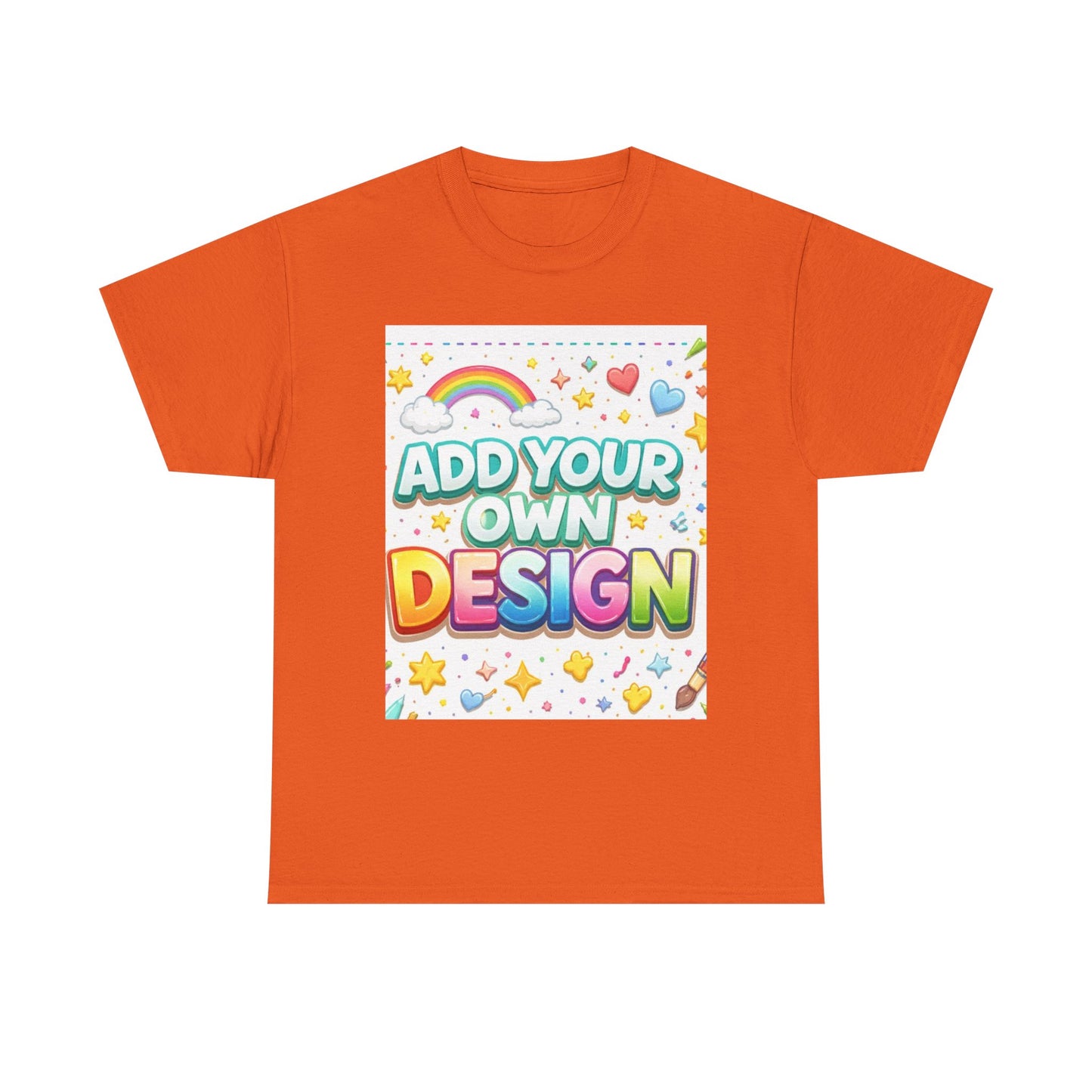 Cute Customizable Tee — "Add Your Own Design" Rainbow Graphic T-Shirt