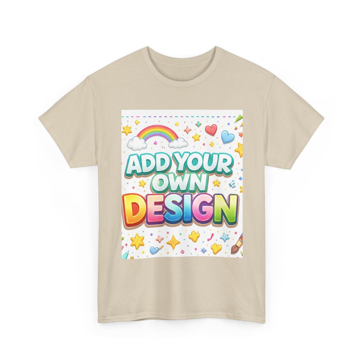 Cute Customizable Tee — "Add Your Own Design" Rainbow Graphic T-Shirt