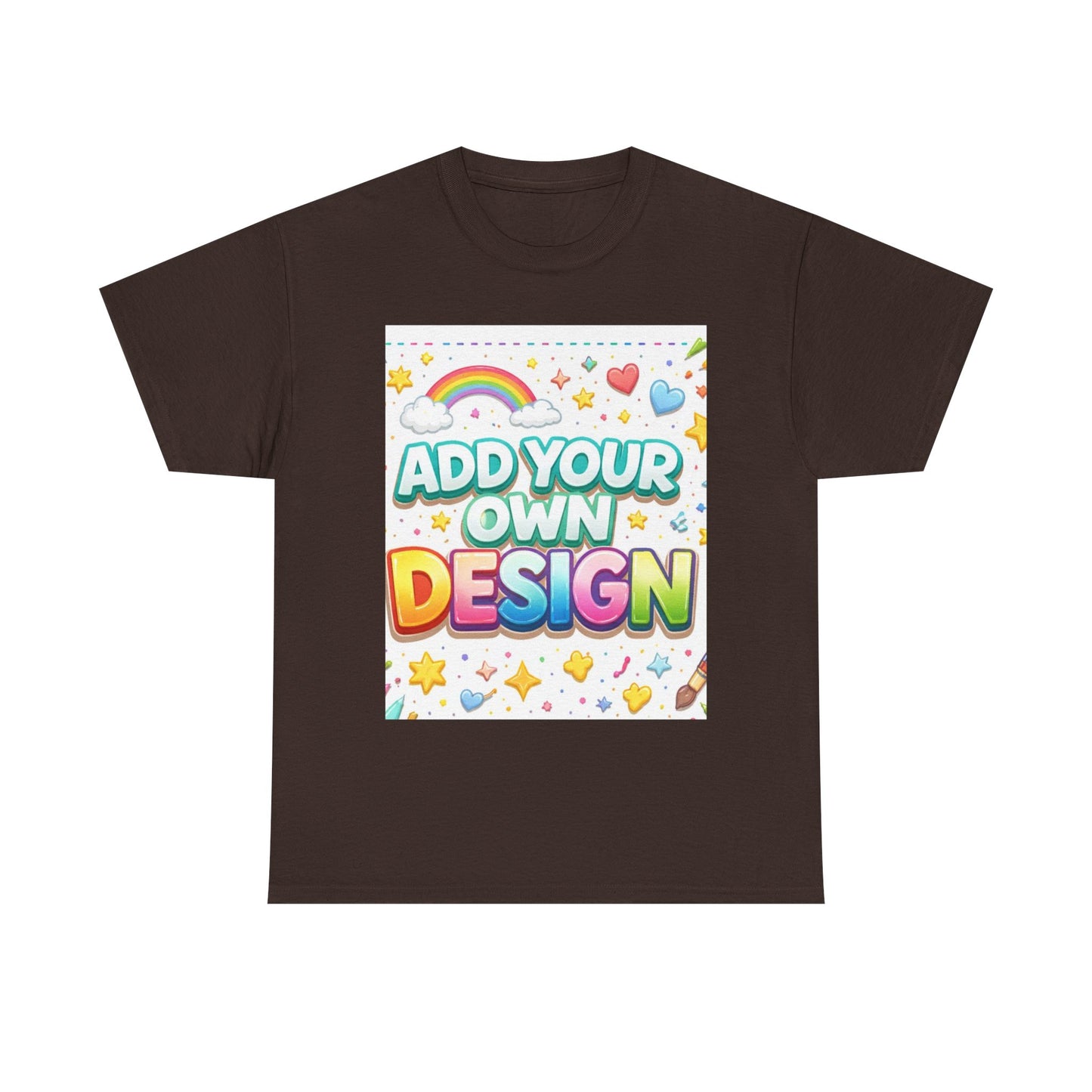 Cute Customizable Tee — "Add Your Own Design" Rainbow Graphic T-Shirt