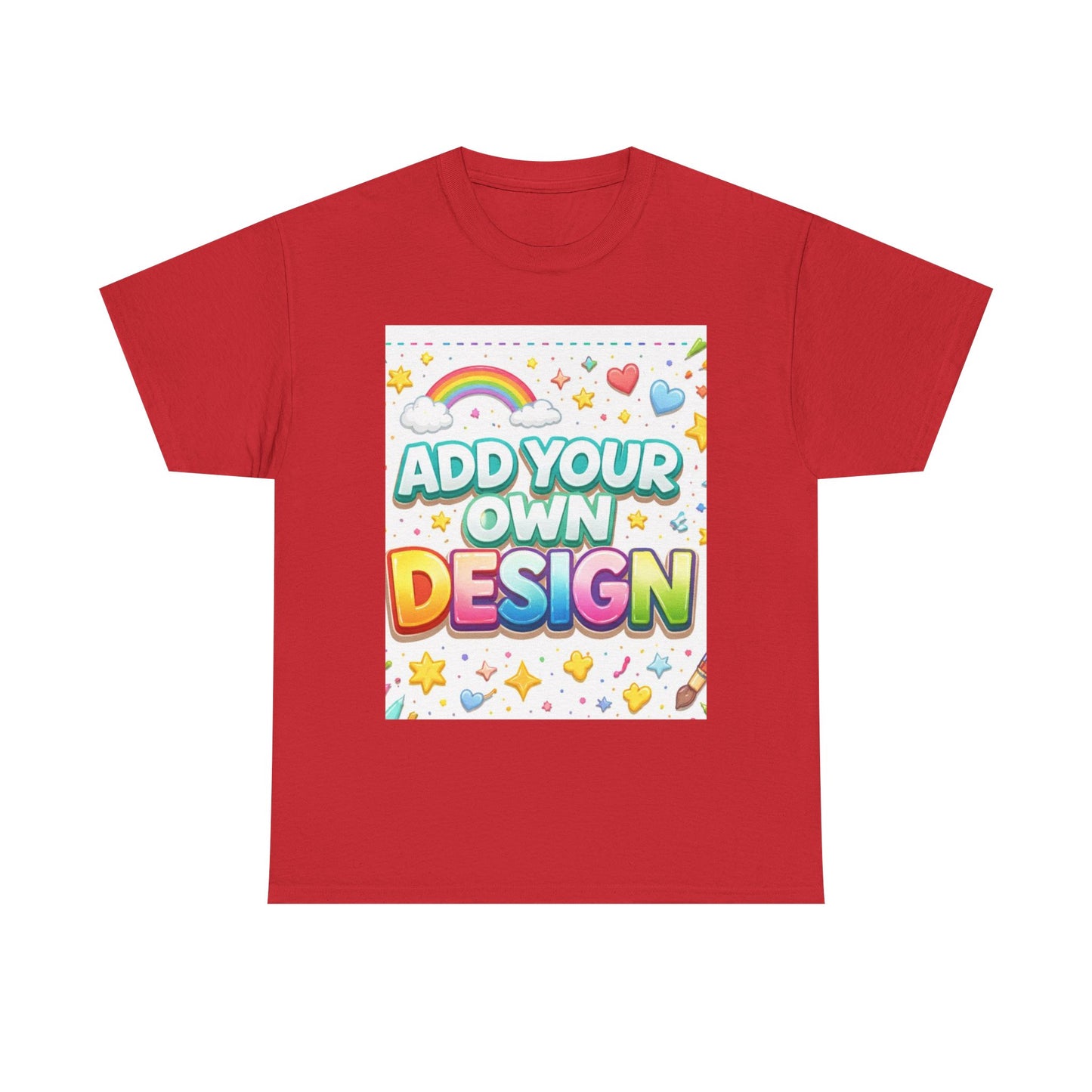 Cute Customizable Tee — "Add Your Own Design" Rainbow Graphic T-Shirt