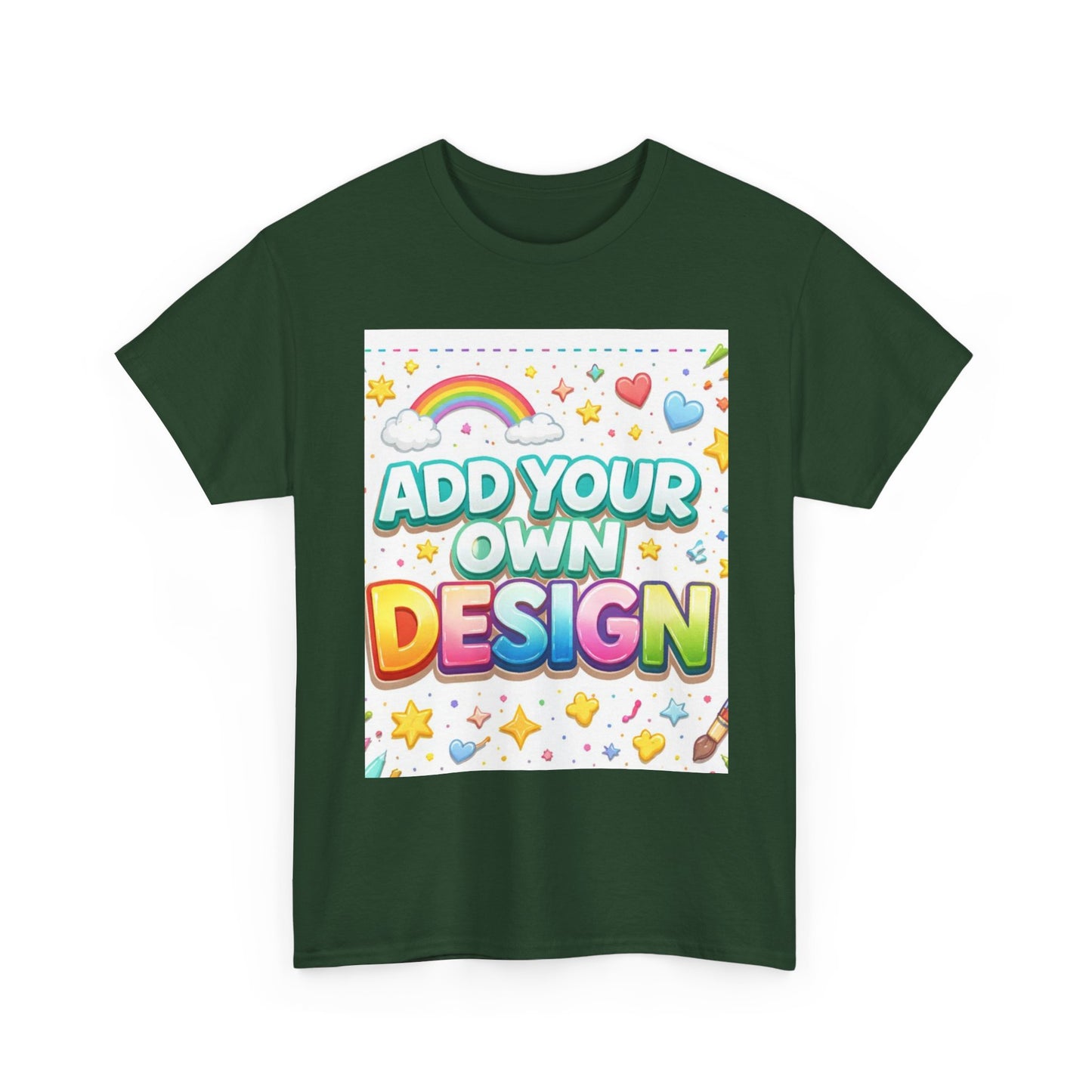 Cute Customizable Tee — "Add Your Own Design" Rainbow Graphic T-Shirt