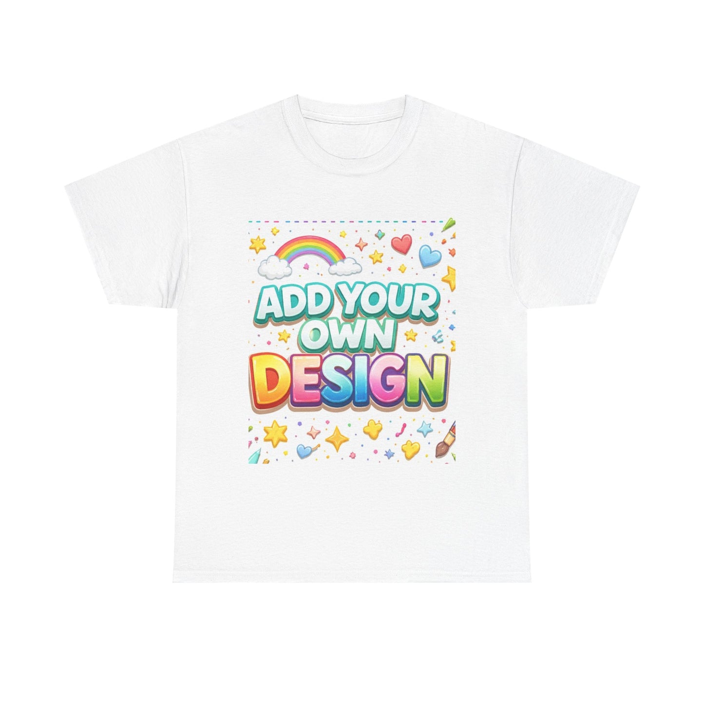 Cute Customizable Tee — "Add Your Own Design" Rainbow Graphic T-Shirt