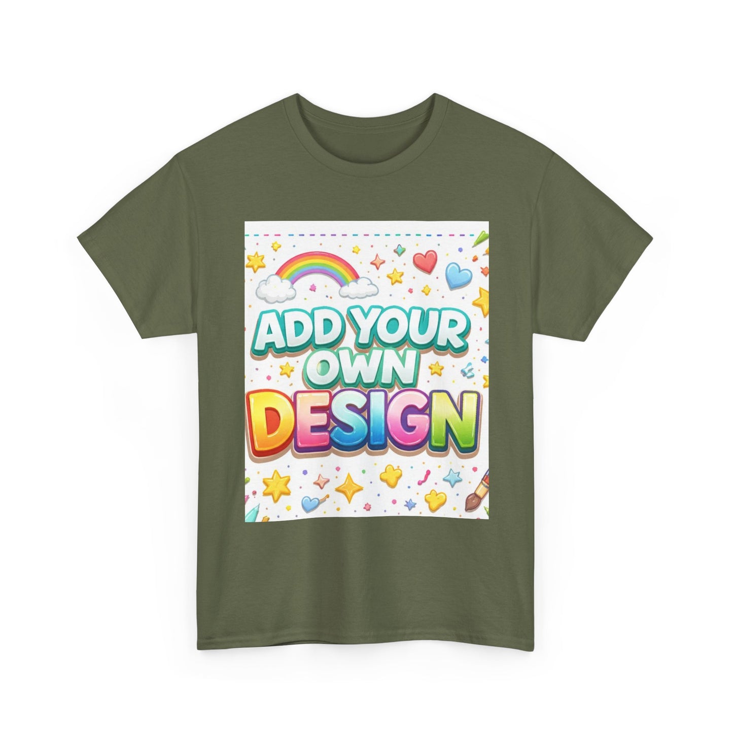 Cute Customizable Tee — "Add Your Own Design" Rainbow Graphic T-Shirt