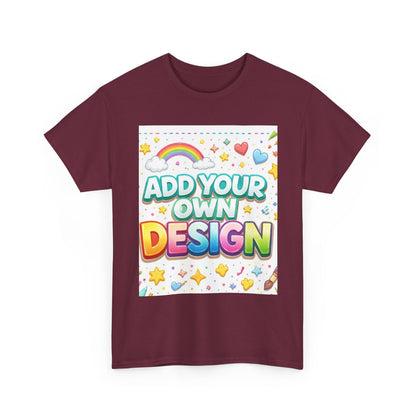 Cute Customizable Tee — "Add Your Own Design" Rainbow Graphic T-Shirt