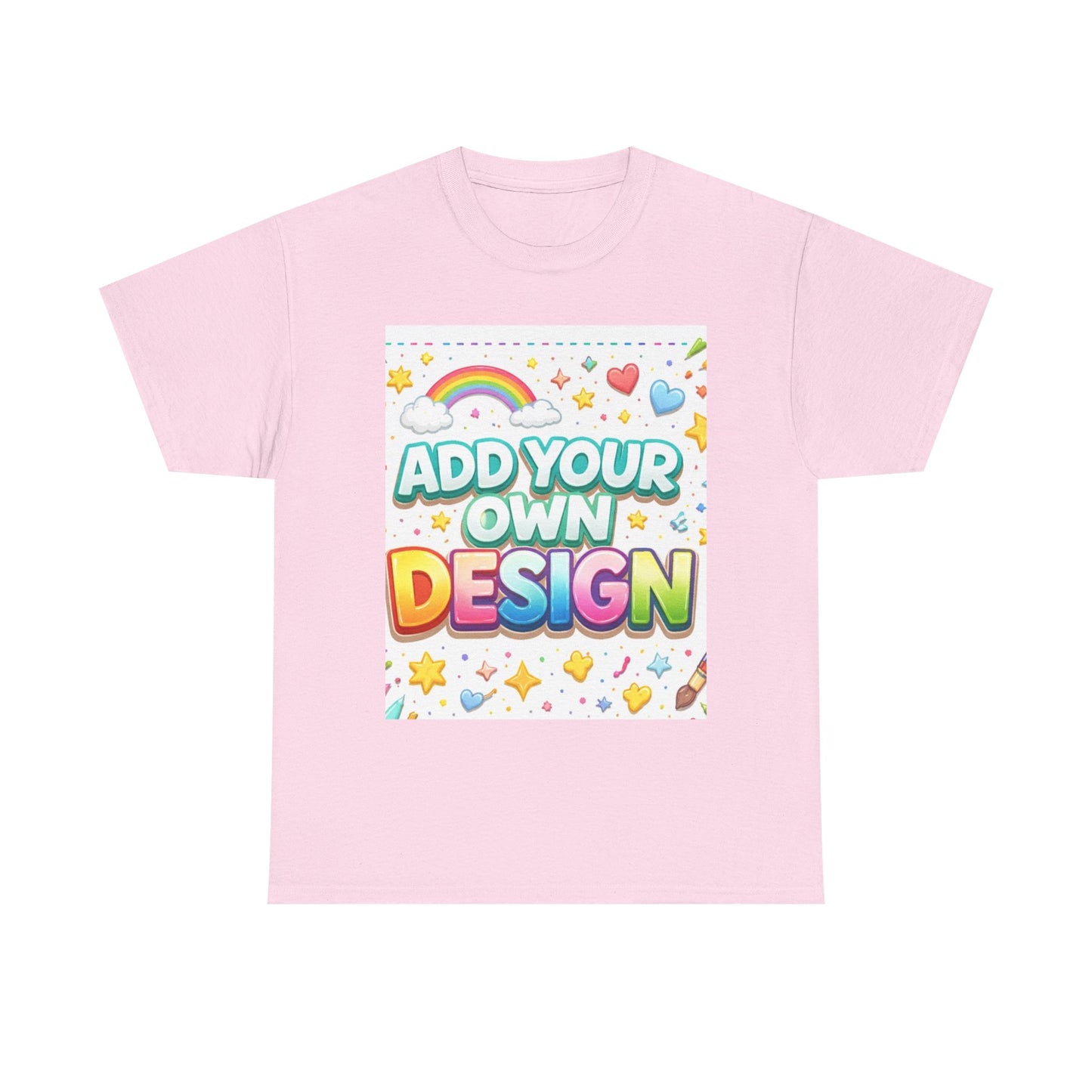 Cute Customizable Tee — "Add Your Own Design" Rainbow Graphic T-Shirt