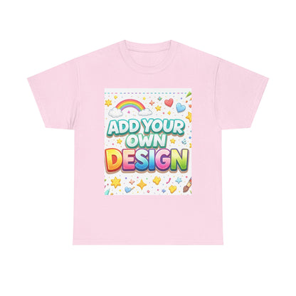 Cute Customizable Tee — "Add Your Own Design" Rainbow Graphic T-Shirt