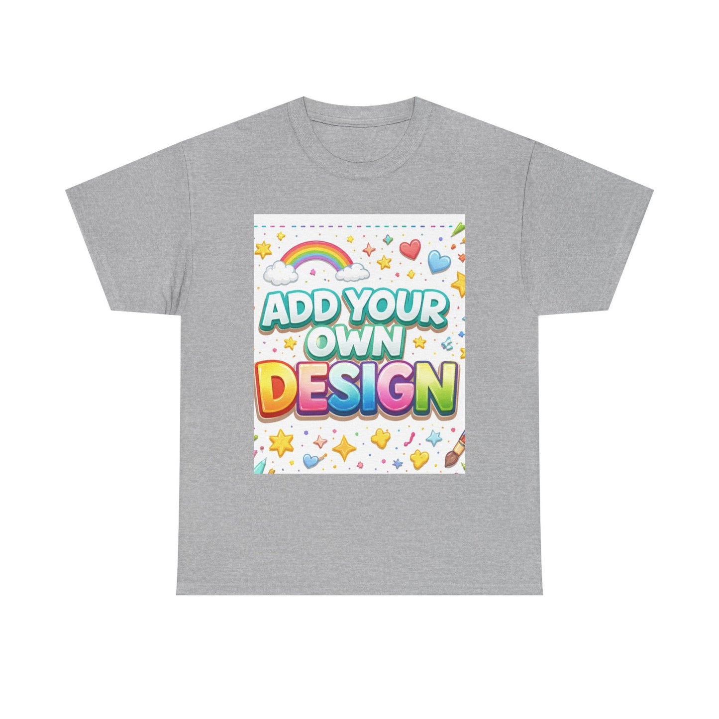 Cute Customizable Tee — "Add Your Own Design" Rainbow Graphic T-Shirt