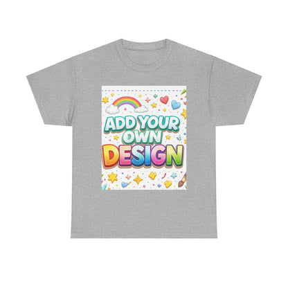 Cute Customizable Tee — "Add Your Own Design" Rainbow Graphic T-Shirt