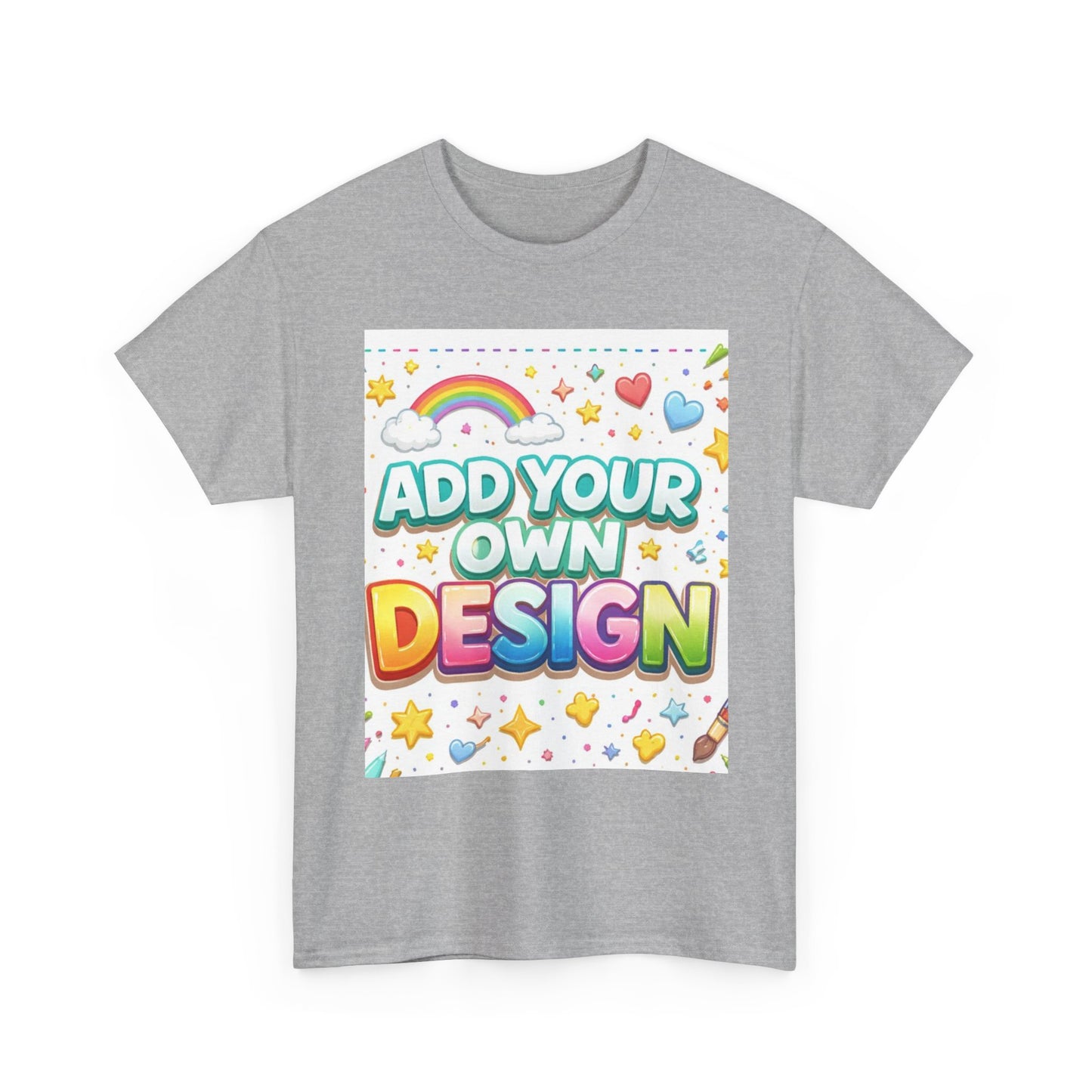 Cute Customizable Tee — "Add Your Own Design" Rainbow Graphic T-Shirt
