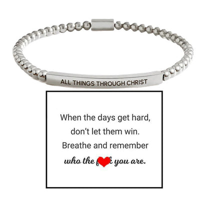 4mm Gold Bead Bracelet With Stainless Steel Curved Tube And Laser Engraving